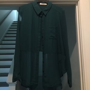 Long Sleeve Sheer Button Up Top